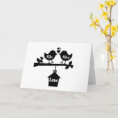 **ZEER SPECIALE LOVEBIRDS** OP **TROUWDAG" KAART (Gele Bloem)