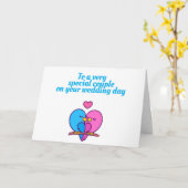** ZEER SPECIALE LOVEBIRDS ** OP ** TROUWDAG" KAART (Gele Bloem)
