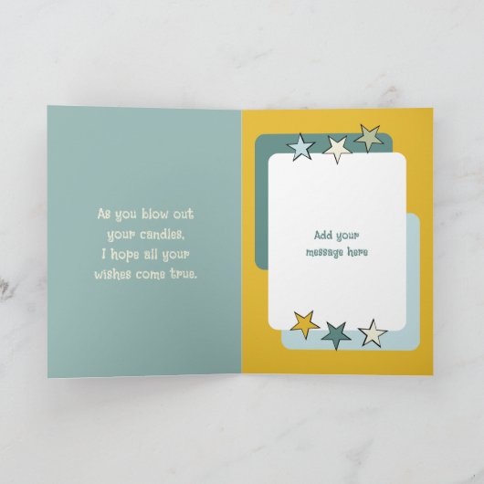 Zeer speciale neef groen blauw foto verjaardag kaart (Binnen)