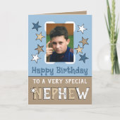 Zeer speciale neefje bruine foto verjaardag kaart (Voorkant)