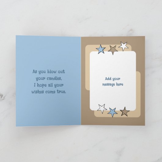 Zeer speciale neefje bruine foto verjaardag kaart (Binnen)