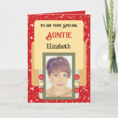 Zeer speciale tante voegt foto rood toe kaart (Voorkant)