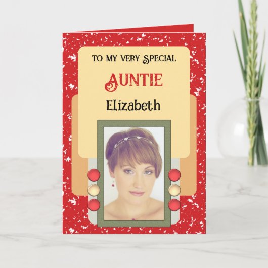 Zeer speciale tante voegt foto rood toe kaart (Voorkant)