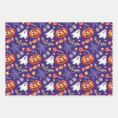 Zeer Spooky Halloween Collage Paars Inpakpapier Vel (Voorkant)