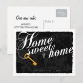 Zeer stijlvol, elegant zwart, nieuw adres, Briefka Aankondigingskaart (Voorkant / Achterkant)