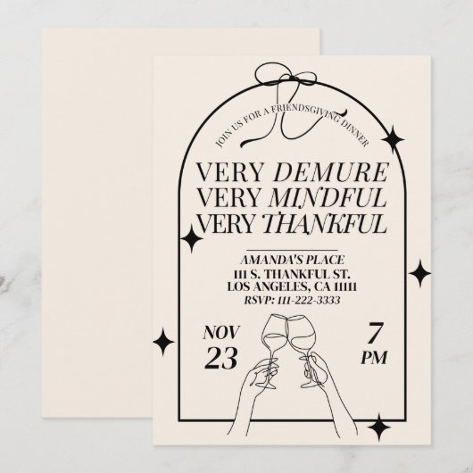 Zeer strenge Vriendschap Thanksgiving Diner Kaart (Voorkant / Achterkant)