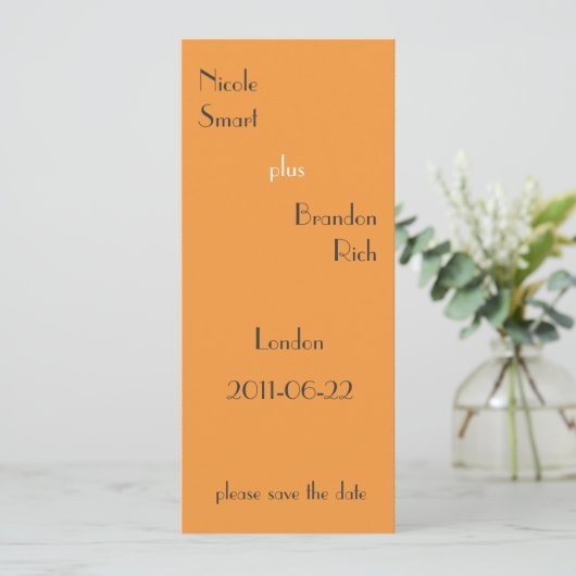 Zeer Tangerine bespaart de datum Save The Date (Staand voorkant)
