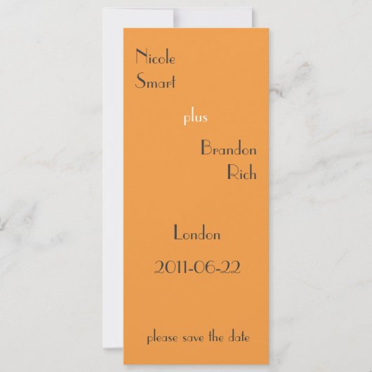 Zeer Tangerine bespaart de datum Save The Date (Voorkant)