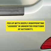 Zeer teleurstellende leiders bumpersticker (Op auto)