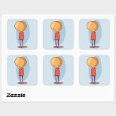 Zeer trieste jongen emotionele cartoon karakter vierkante sticker (Vel)