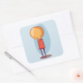 Zeer trieste jongen emotionele cartoon karakter vierkante sticker (Envelop)