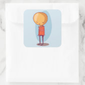 Zeer trieste jongen emotionele cartoon karakter vierkante sticker (Tas)