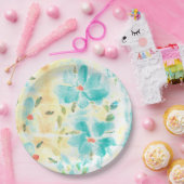 Zeer turquoise bloeiende trouwdag papieren bordje (Feest)