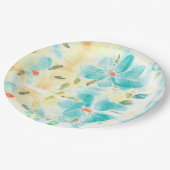 Zeer turquoise bloeiende trouwdag papieren bordje (Gekanteld)