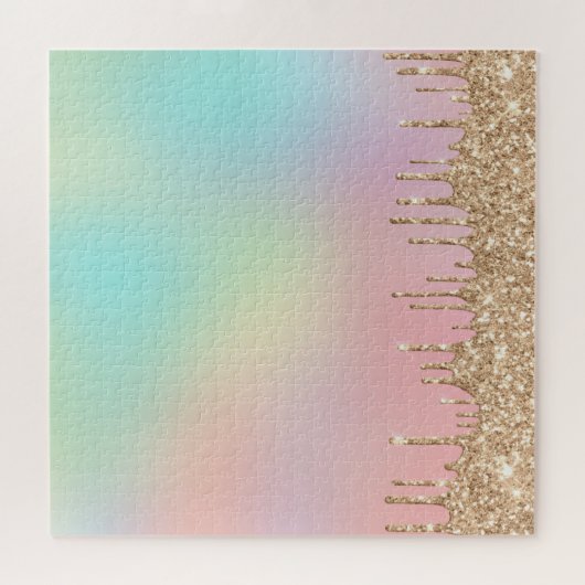 Zeer uitdagende regenbooggradiënt roze glitter legpuzzel (Horizontaal)