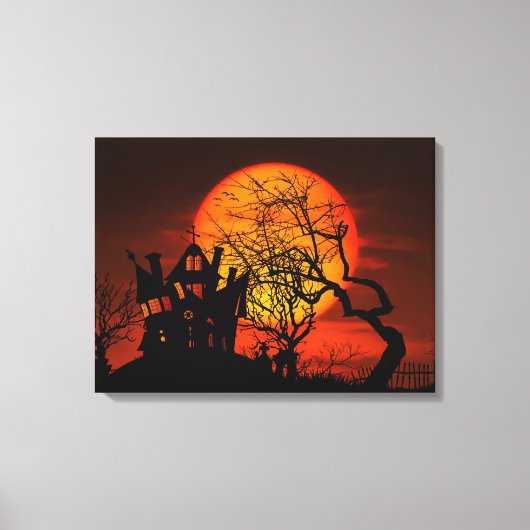 Zeer uitgesproken halloween Scene met Giant Moon Canvas Afdruk (Voorkant)