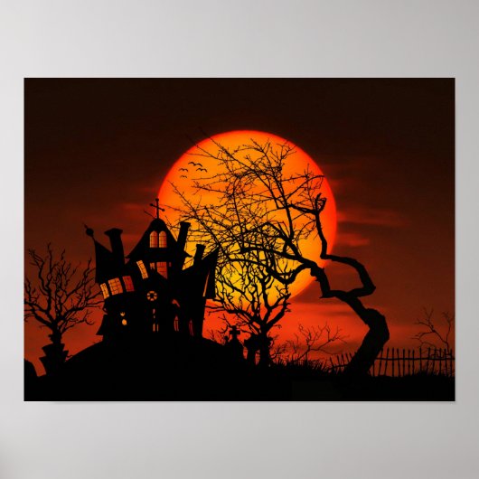 Zeer uitgesproken halloween Scene met Giant Moon Poster (Voorkant)