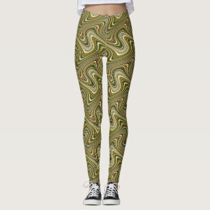 Zeer uniek multi-kleur gebogen lijnpatroon leggings