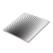 Zeer uniek zwart-wit zilver grijs stripe patroon tegeltje (Zijkant)