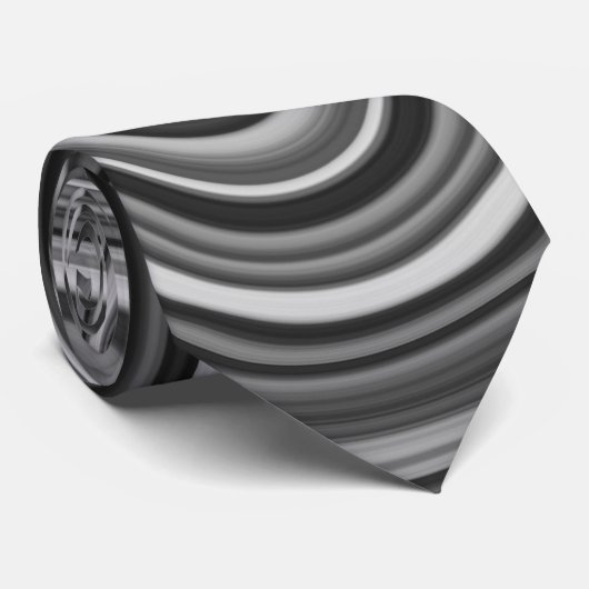 Zeer uniek zwart-wit zilvercurvemaanpatroon stropdas (Opgerold)