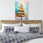 Zeer unieke kleurrijke kerstboom canvas afdruk (Insitu (Slaapkamer))