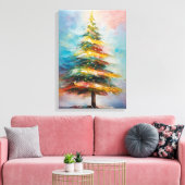 Zeer unieke kleurrijke kerstboom canvas afdruk (Insitu (Woonkamer))
