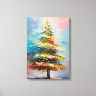 Zeer unieke kleurrijke kerstboom canvas afdruk