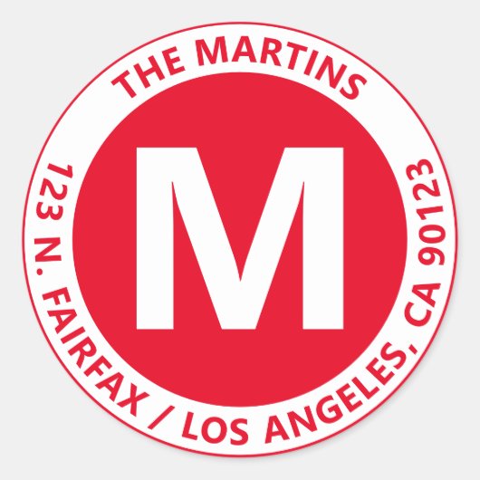 Zeer vaak Vette, moderne, rode en witte monogram e Ronde Sticker (Voorkant)