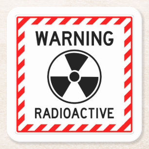 Zeer vage WAARSCHUWING RADIOACTIEF Onderzetter ins