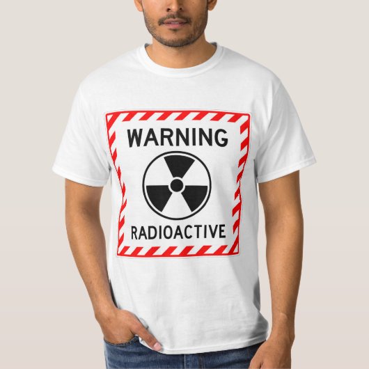 Zeer vage WAARSCHUWING RADIOACTIEF teken T-shirt (Voorkant)