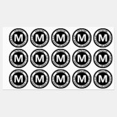 Zeer veelvoudig zwart-wit monogram & tekst labels (Vel)