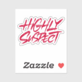 Zeer verdacht. Rode tekst Sticker (Vel)