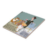 Zeer vermoeide hond Funny Tegeltje (Zijkant)