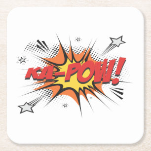 Zeer vette Ka-Pow-Onderzetter set Kartonnen Onderzetters