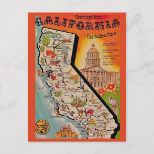Zeer Vintage Calfornia Kaart 