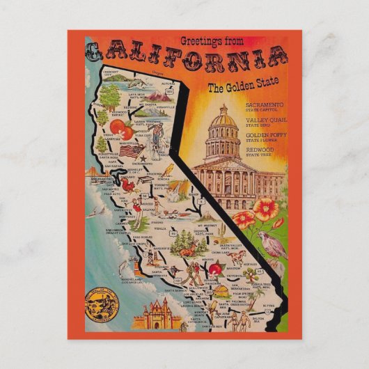 Zeer Vintage Calfornia Kaart (Voorkant)