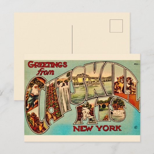 Zeer vintage Catskill Mountains ansichtkaart Briefkaart (Voorkant / Achterkant)