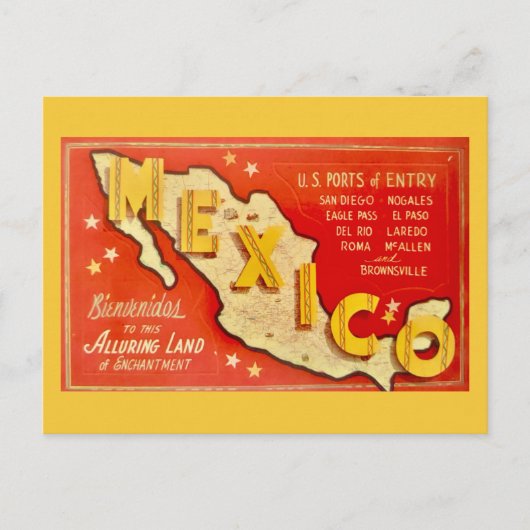 Zeer Vintage Mexico Ansichtkaart Briefkaart (Voorkant)