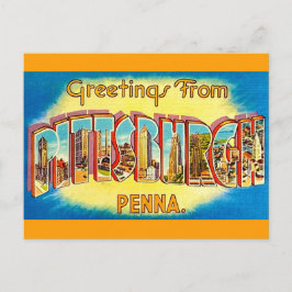 Zeer vintage Pittsburgh-groetansichtkaart Briefkaart