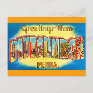 Zeer vintage Pittsburgh-groetansichtkaart Briefkaart