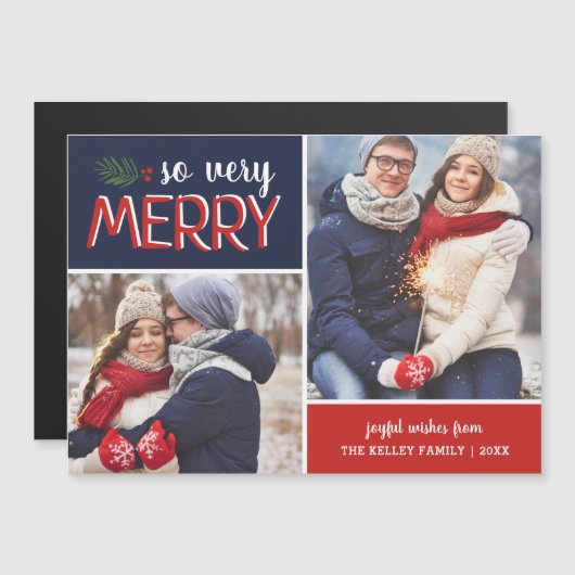 Zeer vriendelijk 2 Foto Collage Holiday Card (Voorkant / Achterkant)