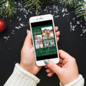 Zeer Vrolijk 3 Foto Groene Kerst Feestdagenkaart