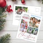 Zeer vrolijk 4 foto kerst feestdagenkaart<br><div class="desc">Het moderne vakantie briefkaart met een 3-afbeeldingen fotocollage,  "We Wish You A Very Merry Christmas" in een mix van eenvoudige typografie en een elegant rood script,  en jouw naam en het jaar. Voeg een 4e foto en uw persoonlijke bericht op de achterkant.</div>