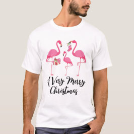 Zeer vrolijk kerst flamingo's kerstgroet t-shirt
