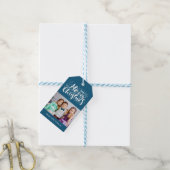 Zeer Vrolijk Kerst Foto Gift Labels | Blauw Cadeaulabel (Met Touw)