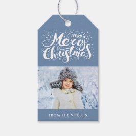 Zeer Vrolijk Kerst Foto Gift Labels | leisteen bla Cadeaulabel