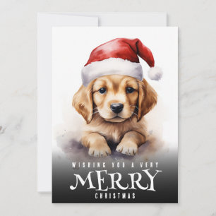Zeer vrolijk kerst Labrador puppy kerstman hoed ho Feestdagenkaart