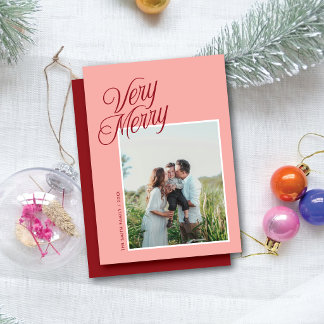 Zeer vrolijk kerstfeest Elegant script één foto ro Feestdagenkaart