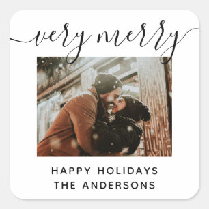 Zeer vrolijk kerstfeest Moderne vakantiefoto's F Vierkante Sticker