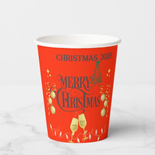 Zeer vrolijk kerstfeest papieren bekers (Achterkant)